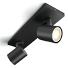 LED Spot Runner Deckenleuchte Schwarz 2x4.2W CCT PHILIPS HUE Bluetooth Zigbee + Dimmschalter