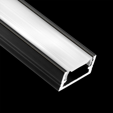 Aluminiumprofil MINI für LED-Streifen mit Milchglasabdeckung, 1m Schwarz LUMILED