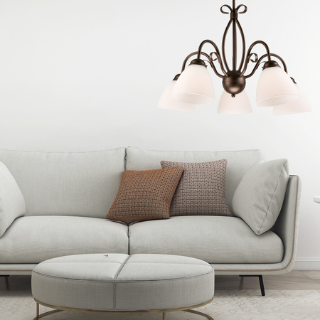 ADELLE Decke Pendelleuchte 5xE27 Weiß Holz Klassisch LM-5.6 Lamkur