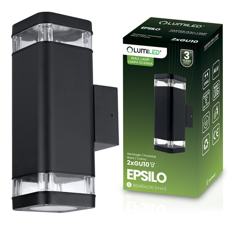 Wandleuchte Außen 2x GU10, Garten-Wandleuchte IP54 12W nach oben und unten EPSILO LUMILED