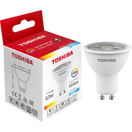 LED-Halogenlampe GU10 5,5W = 63W 450lm 6500K kalt TOSHIBA Spotlight