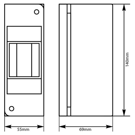 Modulare Schalttafel 1x2 Aufputzdose IP30 S-2 C.2016 PAWBOL