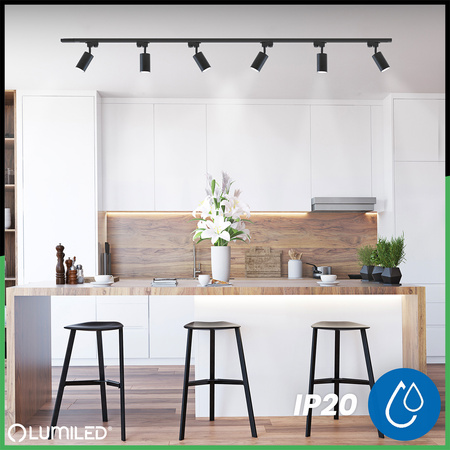 2m Stromschiene + 6x Schienenstrahler GU10 Schwarz-Gold SAGI LUMILED