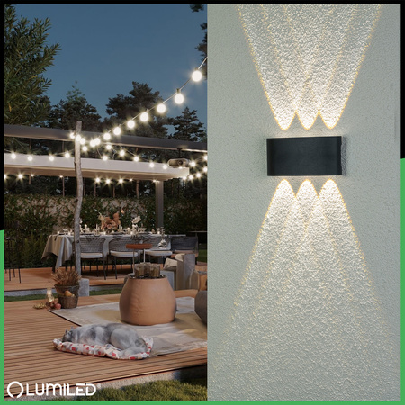 Wandleuchte Außen, Garten-Wandleuchte IP54 6W nach oben und unten KELSA LUMILED