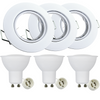Set aus 3x GOLDLUX (Polux) beweglicher Halogenlampe, rund weiß + GU10 LED Leuchtmittel 3,5W
