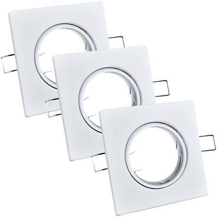3x OPIN GOLDLUX beweglicher Halogenlampe quadratisches Metall weiß MR16 GU10