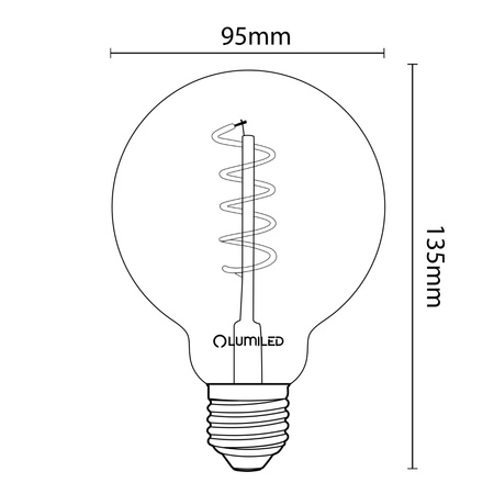 3x LED Lampen E27, Dekorative Glühbirne G95 6W = 50W 420lm 360° 2200K warm Glühfaden Smokey LUMILED