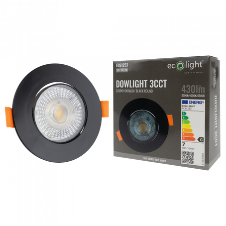 LED-Einbauleuchte 3W / 5W / 7W CCT Schwarz Rund DOWNLIGHT Ecolight