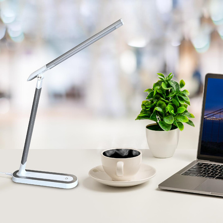 LED Tischlampe 7W 400lm 4000lm Neutral 120° Weiß Silber Dimmbar Madera Sanico Goldlux