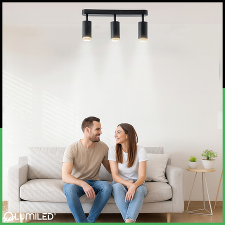 Deckenlampe LED Strahler 3x GU10 Röhre Spot ELIGIS Schwarz LUMILED