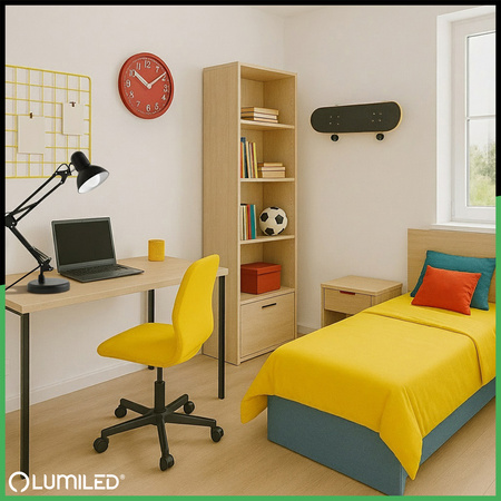 Schreibtischlampe E27, Zeichentisch-Schreibtischlampe mit Tischklemme Schwarz TOBI LUMILED