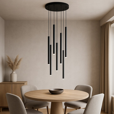 PIERO 7xG9 Decke Pendelleuchte Verstellbar Schwarz Rund MASTERLED