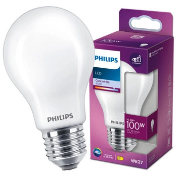E27 A60 LED Lampen 10,5 W = 100 W, 1521 lm, 4000 K, neutrales Filament PHILIPS