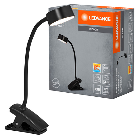 LED-Schreibtischlampe Clip Einstellbar 4.8W 221lm CCT Dimmbar Schwarz Büro Linie Ledvance