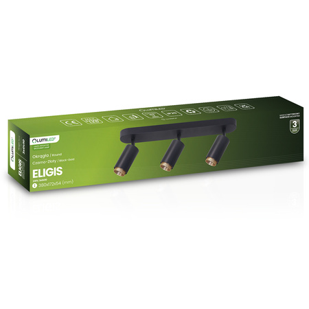 Deckenlampe LED Strahler 3x GU10 Röhre Spot ELIGIS Schwarz LUMILED