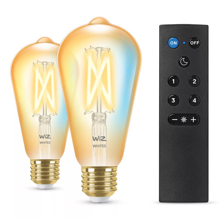 2x LED-Glühbirne E27 ST64 7W = 50W + Pilot Glühfaden Amber SMART WiFi WiZ