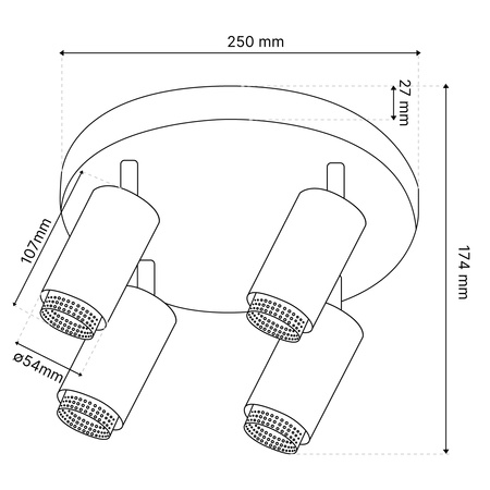 Reflektor Deckenleuchte 4x GU10 Plafond ELIGIS Schwarz LUMILED