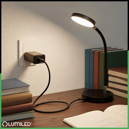 1x USB-Ladeadapter 5V/1A DC für Tischlampen, Schwarz LUMILED