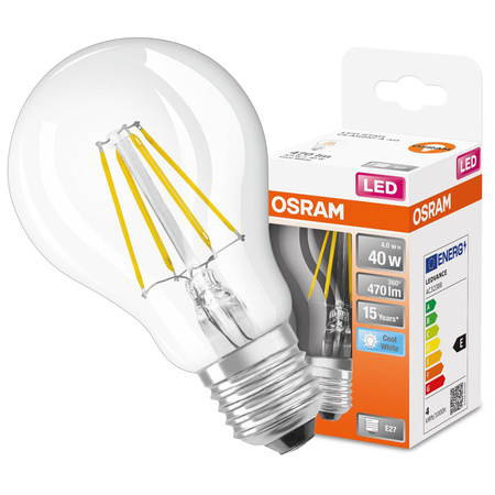 E27 A60 LED Lampen 4W = 40W 470lm 4000K Neutral 300° OSRAM Star Retrofit Classic A Filament