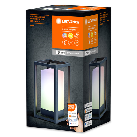 LED Gartentischleuchte 5W USB 5V IP44 3000K Warm + RGB SMART + WiFi Dimmbarer Rahmen Maxi LEDVANCE