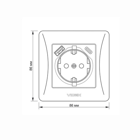 Einzelsteckdose mit USB-A+USB-C 16A Unterputz Weiß BINERA VIDEX