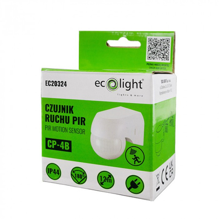 PIR Bewegungs- und Dämmerungssensor IP44 Aufputz Weiß 12m 180° CP Ecolight