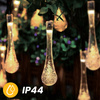 Solar Hängegirlande 20 LED Teardrops Gartenlampe 580 cm Eiszapfen warme Farbe