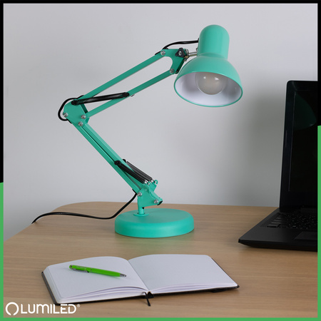 Schreibtischlampe E27, Zeichentisch-Schreibtischlampe mit Tischklemme Mint TOBI LUMILED