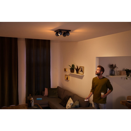 LED Spot Buckram Deckenleuchte Schwarz 4x 5W CCT PHILIPS HUE Bluetooth + Dimmschalter