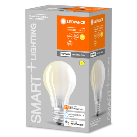E27 A67 LED Lampe 7,5 W = 75 W, 2700 K, warm, 1055 lm, 300 °, LEDVANCE SMART+ WIFI-Filament, dimmbar