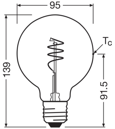 LED Dekorative Glühbirne G95 Sphere E27 3.4W = 40W 470lm 2700K Warm 300° Vintage 1906 Osram