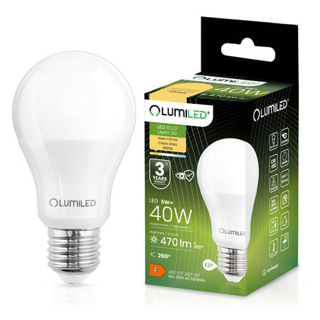 6x LED Lampen E27, Glühbirne A60 5W = 40W 470lm 260° 3000K warm LUMILED