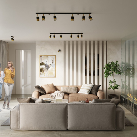 LED NERO GU10Wandleuchte Moving schwarz Gold SOLLUX