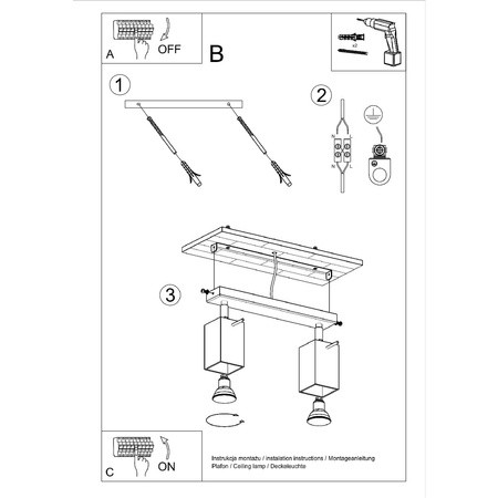 MERIDA Deckenleuchte 2xGU10 Reflektor Halogen Leuchte Beweglich 30cm Grau SOLLUX