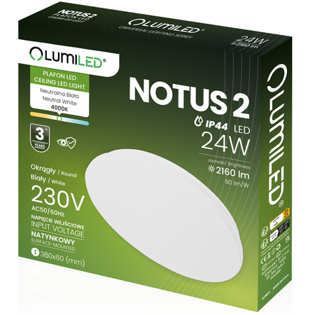 LED-Deckensegel 24W NOTUS 2 Rund IP44 38 cm LUMILED