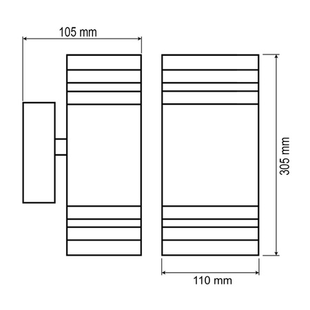 Double Elevation Gartenwandleuchte INEZ DUO LED 2xGU10 ALUMINIUM Schwarz IP54
