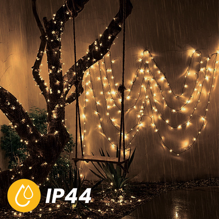 SOLARGIRLANDE 21,9m Garten DEKORATIV 200x LED 3000K warmer GLANZ GOLDLUX (Polux)