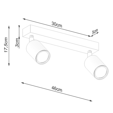 VERDO 2 2xGU10 Schwarz Holz Modern SOLLUX Deckenleuchte