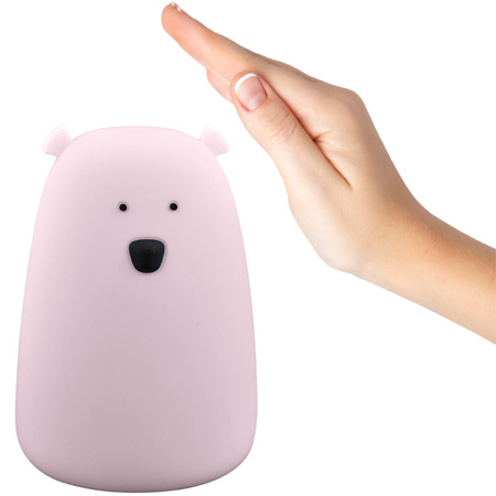 Dekoratives LED-RGB-Nachtlicht mit wiederaufladbarer Batterie Rosa GOLDLUX Bär (Polux) 16cm