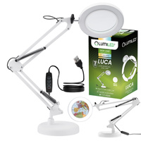 Schreibtischlampe LED 7W, Zeichentisch-Schreibtischlampe mit 8-fache Lupe CCT USB Dimmbar Weiß LUCA LUMILED