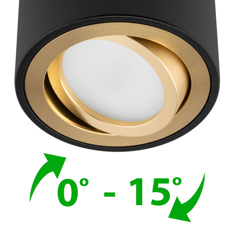 Anbauleuchte HALOGEN Spot beweglich AMAT-S INSERT Rund schwarz-gold 52mm LUMILED