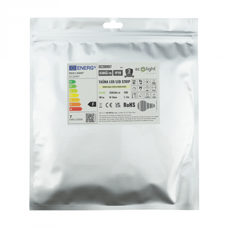 LED-Streifen COB 7W/m 630lm/m 320LED/m 24V 3000K Warm IP20 Rolle 5m Ecolight