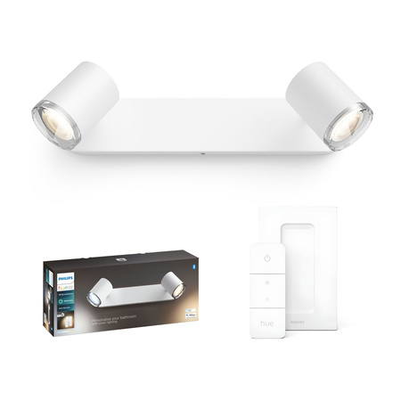 LED Spot Adore White 2x 5W IP44 CCT PHILIPS HUE Bluetooth Badezimmer-Aufbauleuchte + Dimmschalter