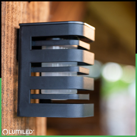 Solar-Wandleuchte LED-Fassadenleuchte Aufbauleuchte CAMILA 3000K Dämmerungssensor LUMILED