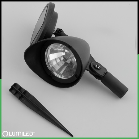 LED Solarbetriebene Gartenlampe Schwarz Gerichtetes OGA Reflektor IP44 6500K LUMILED