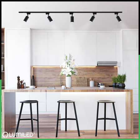 1-Phasen Strahler GU10, Schieneinstrahler Schwarz und Gold SAGI LUMILED