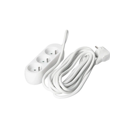 Netzverlängerungskabel Stecker 3 x geerdete Steckdose Steckdosenleiste 5m weiß Linea Kobi