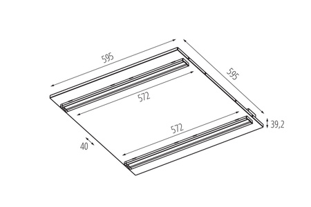 LED-Panel-Deckenleuchte 25W 60x60cm 3650lm 3000K Warm 60° Flush Mounted Schwarz Kanlux