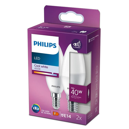 LED-Kerzenlampe E14 B35 4,9 W = 40 W 470 lm 4000 K neutral matt PHILIPS