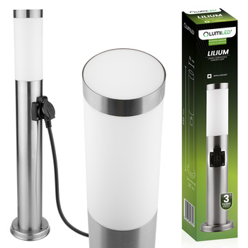 Außengartenlampe E27 INOX POST 65cm mit 230V-Fassung Lilium Lumiled